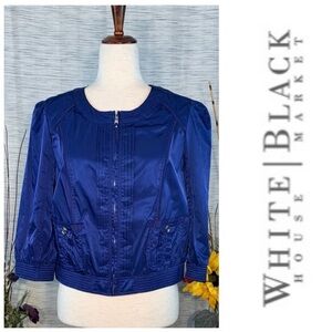 White House Black Market dark blue wind breaker style jacket.